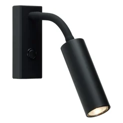Applique murale Cato Slim bras flexible, Noir mat