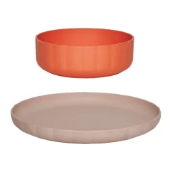 Assiette & bol Pullo 2 pièces, Rose-apricot