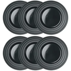 Assiette Lines Ø27 cm Lot de 6, Gris foncé