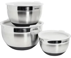 Bacs avec couvercles Premium 3 pièces, Acier inoxydable