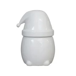Bocal avec couvercle Eating Santa grand, Shiny white
