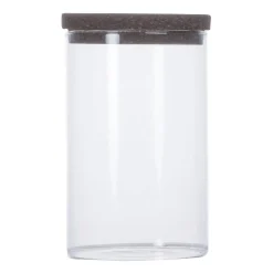 Bocal de rangement avec couvercle en liège Nature, Transparent-marron foncé