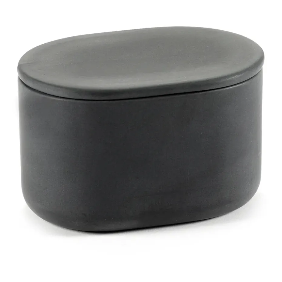 Bocal de stockage ovale avec couvercle Cose haut 6,5x10,2 cm, Gris foncé