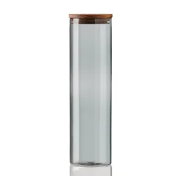 Bocal en verre avec couvercle en bois Raw fumé, grand
