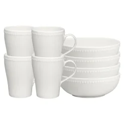 Bol Dots 60cl Lot de 4, Blanc cassé