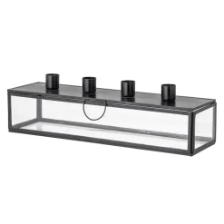 Bougeoir de l'avent Pelo 34 cm, Noir-transparent