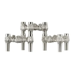 Bougeoir Quist STOFF, 3 pièces, Chrome brossé