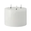 Bougie bloc LED 3 mèches 13 cm Bright Melt, Blanc