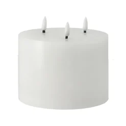 Bougie bloc LED 3 mèches 13 cm Bright Melt, Blanc