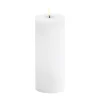 Bougie LED en bloc Uyuni Melted, Blanc rustique, Ø7,8x20 cm