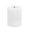 Bougie LED en bloc Uyuni Melted, Blanc rustique, Ø7,8x10 cm