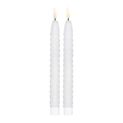 Bougie LED Twisted 25 cm Lot de 2, Blanc