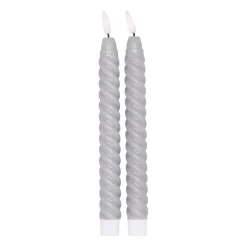 Bougie LED Twisted 25 cm Lot de 2, Gris