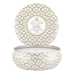 Bougie parfumée Maison Blanc 3-wick Tin 40 heures, Suede Blanc