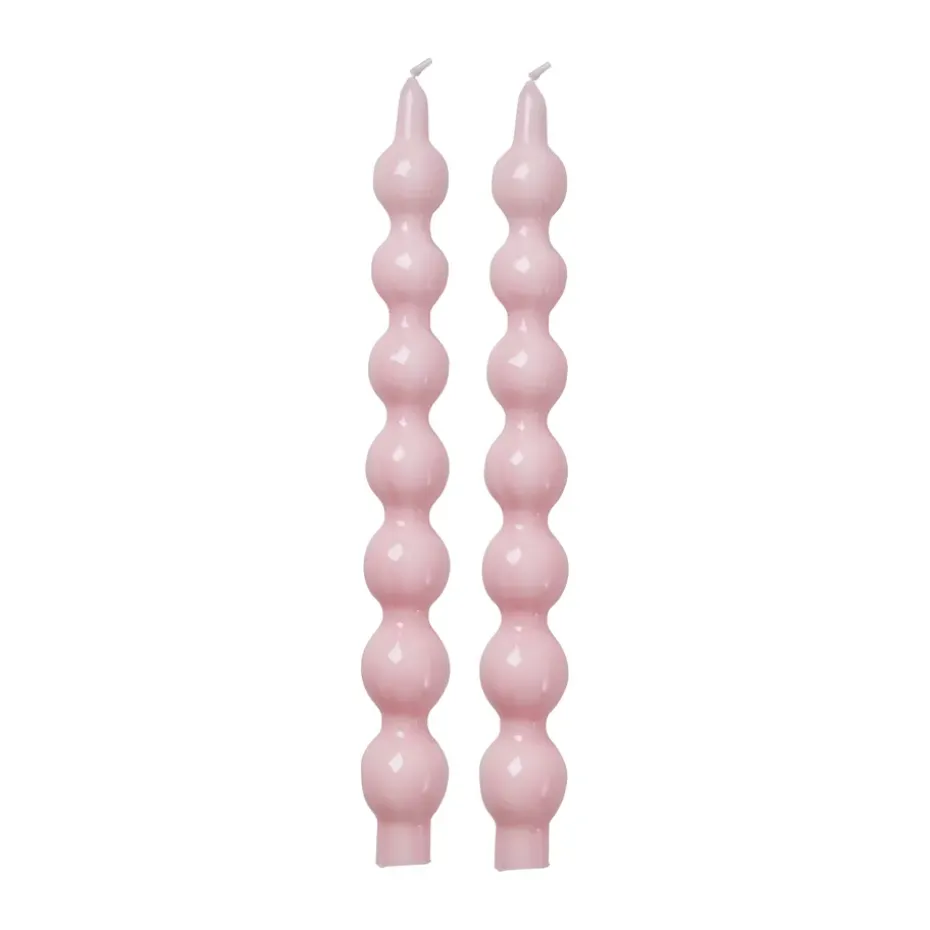 Bougies Rice 30,2 cm lot de 2, Soft pink