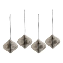 Boules de Noël Onion lot de 4, Beige