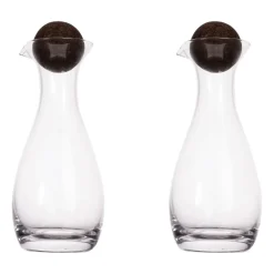 Bouteille à huile/vinaigre avec boule en liège Nature Lot de 2 35cl, Transparent-marron foncé