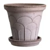 Cache-pot avec soucoupe Fleur 2 pièces, Gris, Ø25 cm