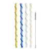 Celebrate pailles longues 20 cm 4 pièces, Bleu-blanc-jaune-vert