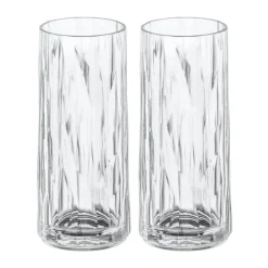 Club No. 3 verre à long drink plastique 25 cl, lot de 2, Cristal transparent
