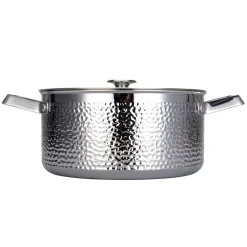 Cocotte martelée chromée avec couvercle Kroma, Pixel, 4 L