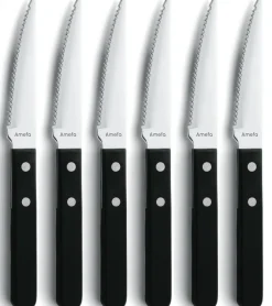 Couteau à steak Pizza Noir lot de 6, Noir