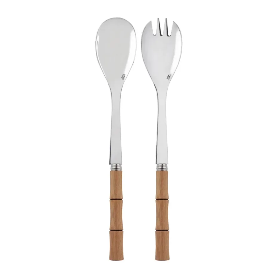Couverts à salade Bamboo Shape, 2 pièces, Light wood laminated