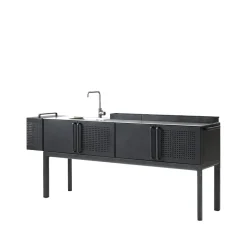 Cuisine extérieure Drop, Lava grey, incl. bac et robinet
