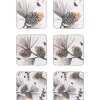 Dessous de verre Pine Cone Lot de 6, Cotton white
