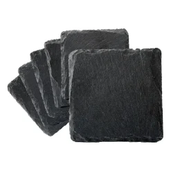 Dessous de verre Skiffer Lot de 6, Noir