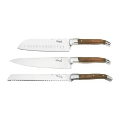 Ensemble de couteaux de chef Laguiole By Hâws avec planche à découper 4 pièces, Olivier-acier inoxydable-bambou