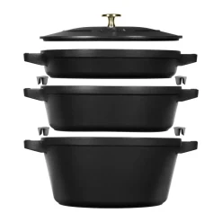 Ensemble de casseroles et poêles empilables Staub 5 pièces, Noir