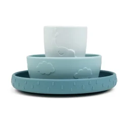 Ensemble de vaisselle pour enfants Deer Friends Stick&Stay, 3 pièces, Bleu