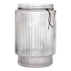 Ernst Vase en verre rainuré transparent, Ø19,5 cm x h28 cm