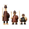 Figures en bois The vikings of Denmark 3 Pièces, Stained beech