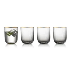 Gobelet en verre Palermo Gold 35 cl, lot de 4, Transparent-or