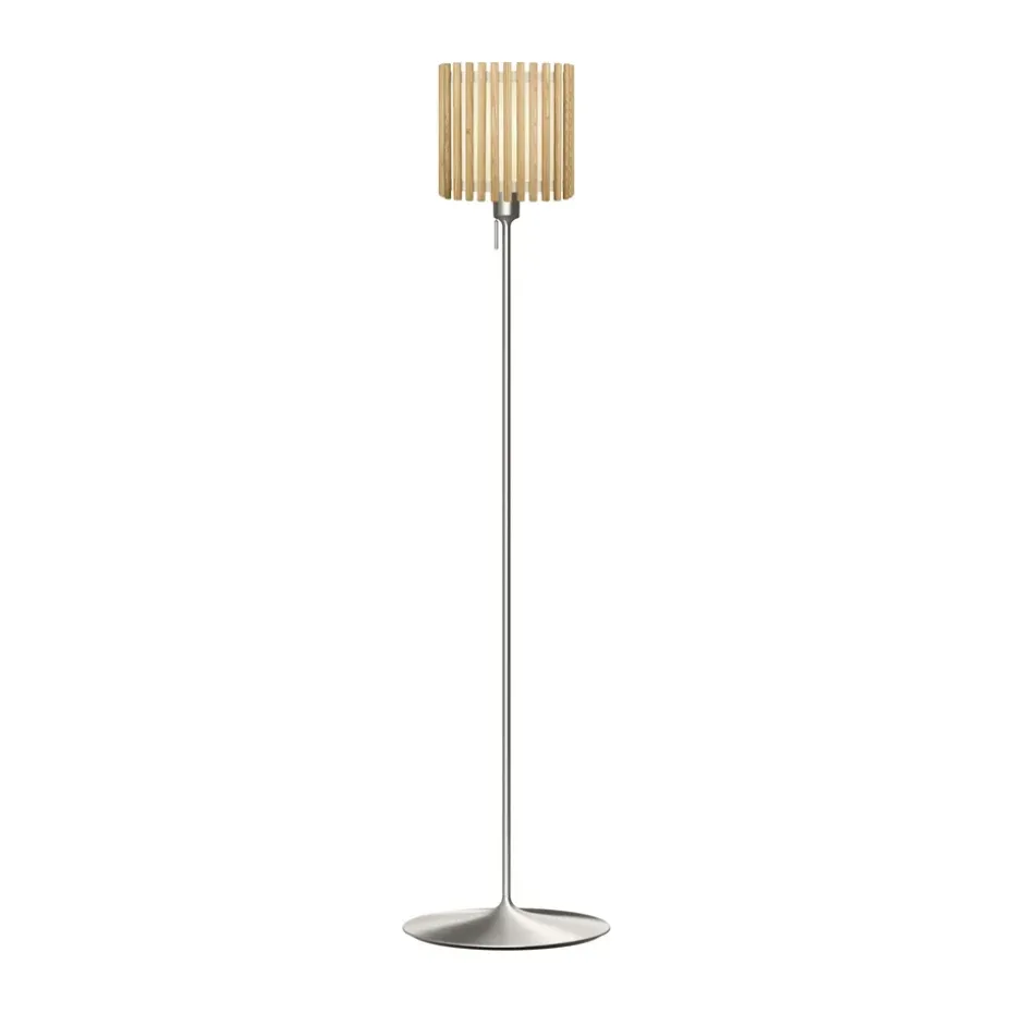 Lampadaire Komorebi medium, Chêne carré-Acier brossé