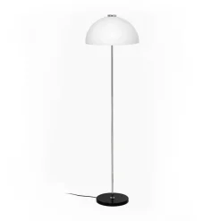 Lampadaire Kupoli, Noir-détails métalliques-abat-jour blanc