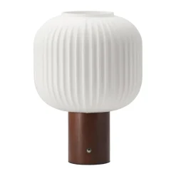 Lampe de table portable Fair, Verre dépoli – frêne teinté foncé
