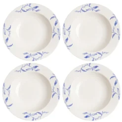 Lot de 4 assiettes creuses Havspil 23cm, bleu-blanc