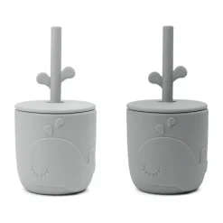 Mug Wally avec paille peekaboo, lot de 2, Gris