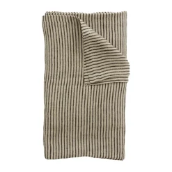 Nappe en lin Stripe 150x300 cm, Noir-sable