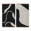 Nova Arte serviette 50x90 cm lot de 2, noir-blanc cassé