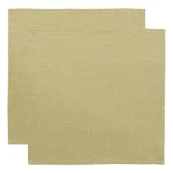 Pack de 2 serviettes de table en lin 45x45 cm, Olive clair