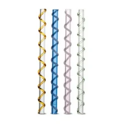 Pailles Celebrate lot de 4, Bleu-ambre-rose-vert