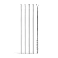 Pailles Viva + brosse de nettoyage lot de 5, Clair