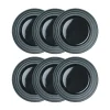 Petite assiette Lines Ø21 cm Lot de 6, Gris foncé