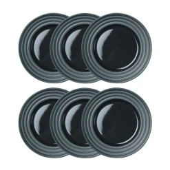 Petite assiette Lines Ø21 cm Lot de 6, Gris foncé