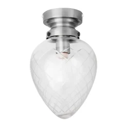 Plafonnier Juni IP44, Acier antique-transparent