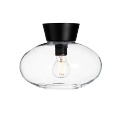 Plafonnier verre transparent Bullo Ø27 cm, Noir mat